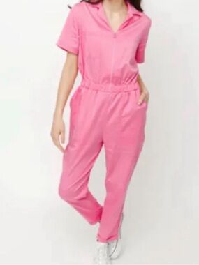 Smash + Tess X Birds Papaya Kimi Jumpsuit Zip Up Coverall Pink Retro Boiler S